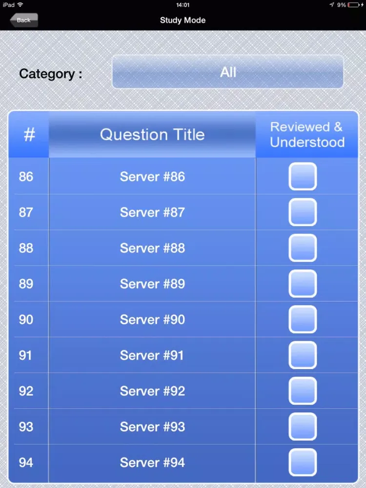 Capturas de tela do CompTIA Server+ Exam Prep iPad 