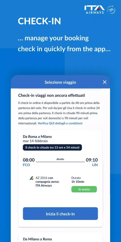 Screenshot di ITA Airways