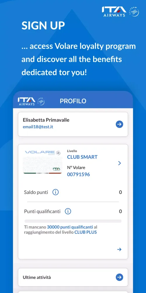 Screenshot di ITA Airways