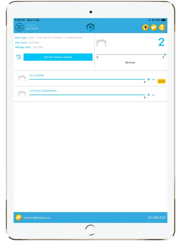 Captures d'écran de MYPCP Auto Care iPad 