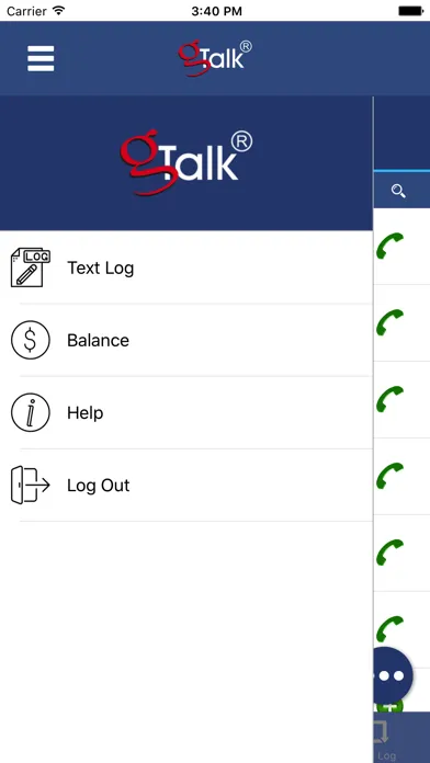 Capturas de tela do gTalk HotDial