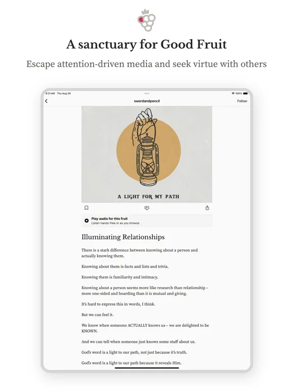 Vineyard: Find Virtuous Minds iPad  Screenshots
