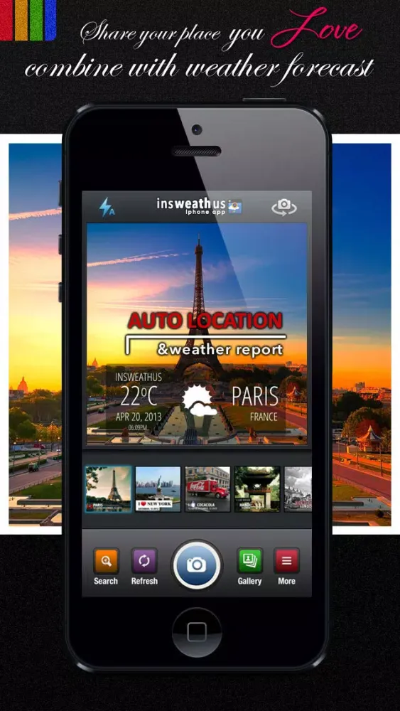 Capturas de tela do InsweathUs - Instagram weather sharing