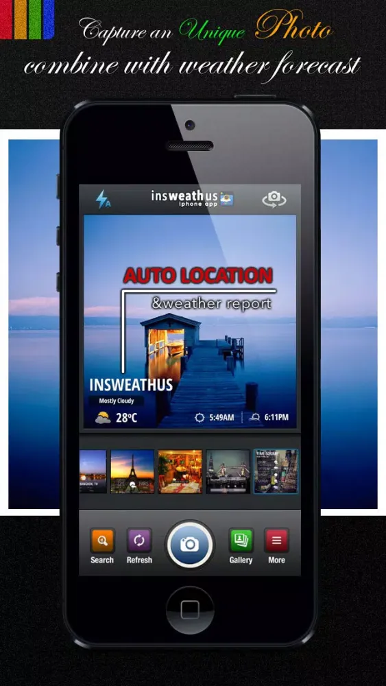 Capturas de tela do InsweathUs - Instagram weather sharing