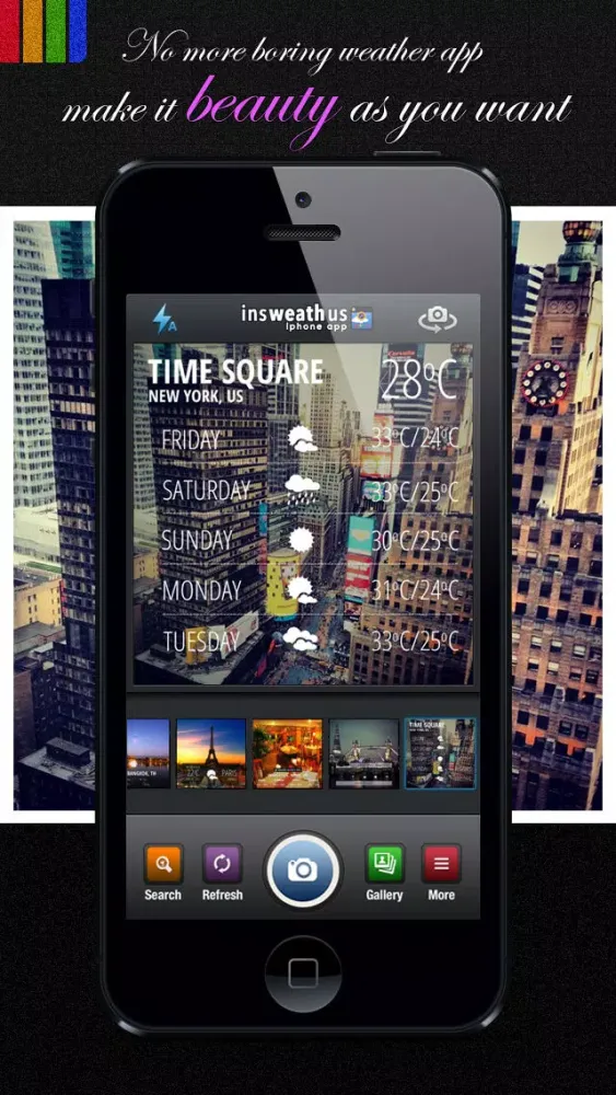 Capturas de tela do InsweathUs - Instagram weather sharing