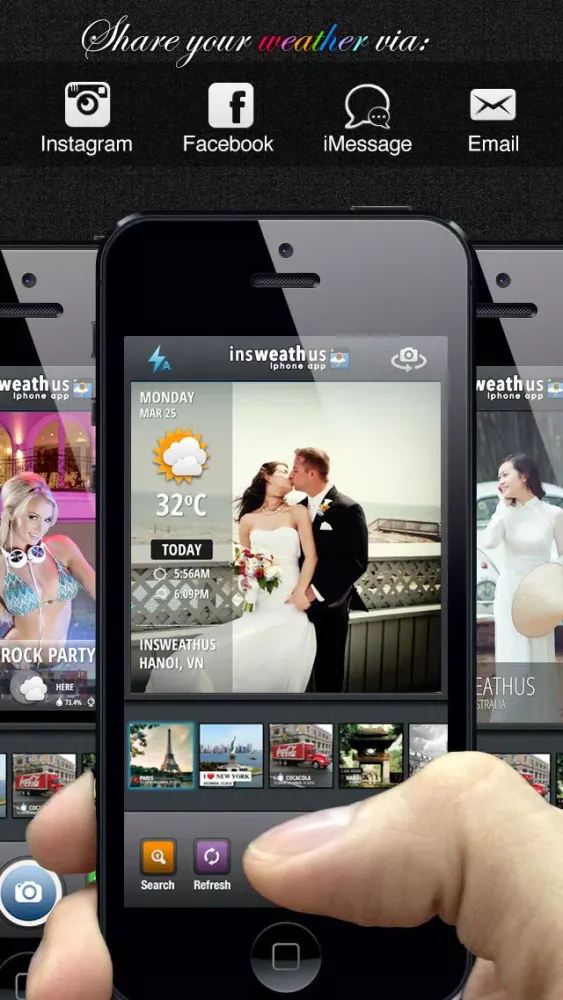 Capturas de tela do InsweathUs - Instagram weather sharing