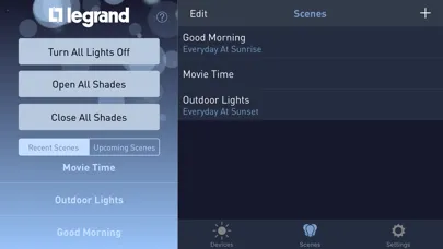 Captures d'écran de Legrand Lighting Control