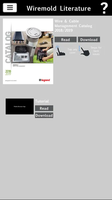 Capturas de pantalla de Wiremold Literature App
