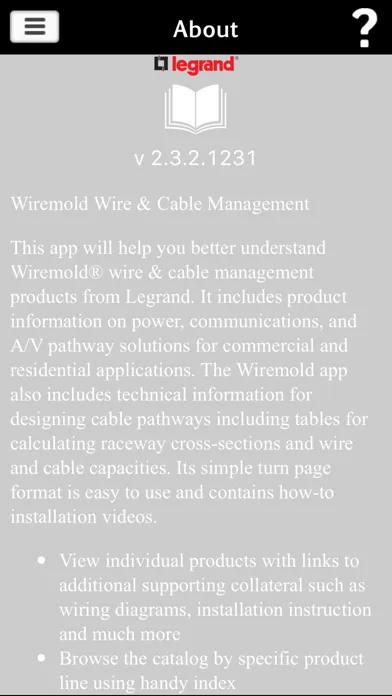 Capturas de pantalla de Wiremold Literature App