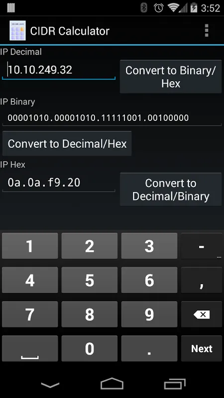 Captures d'écran de CIDR Calculator