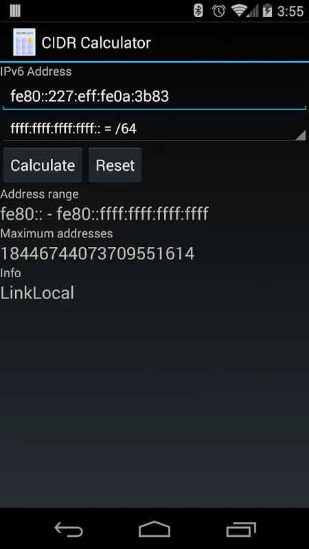 Captures d'écran de CIDR Calculator