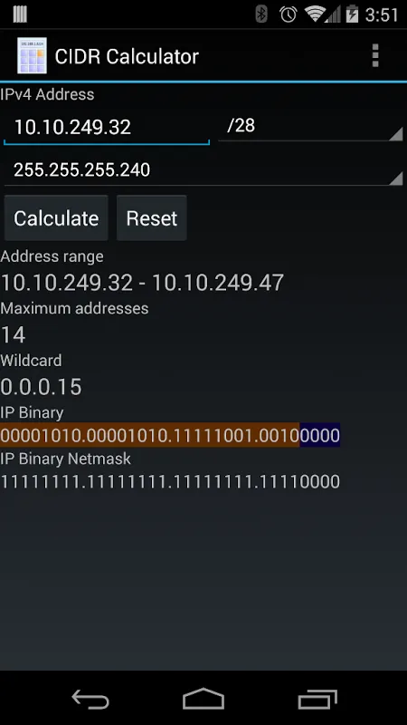 Captures d'écran de CIDR Calculator