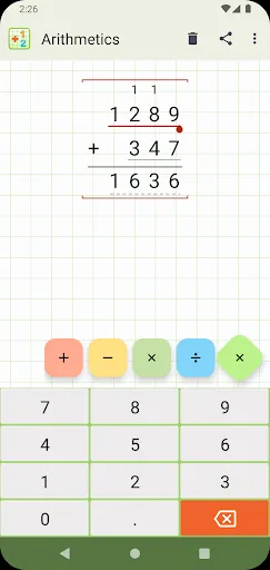 Ảnh chụp màn hình của Mathlab Arithmetics
