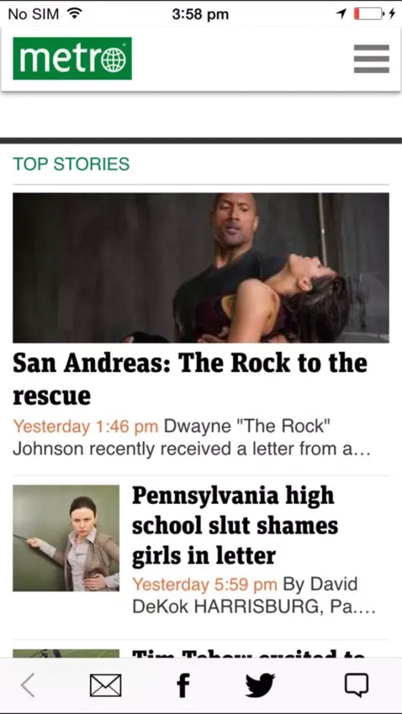 Screenshot di Metro US