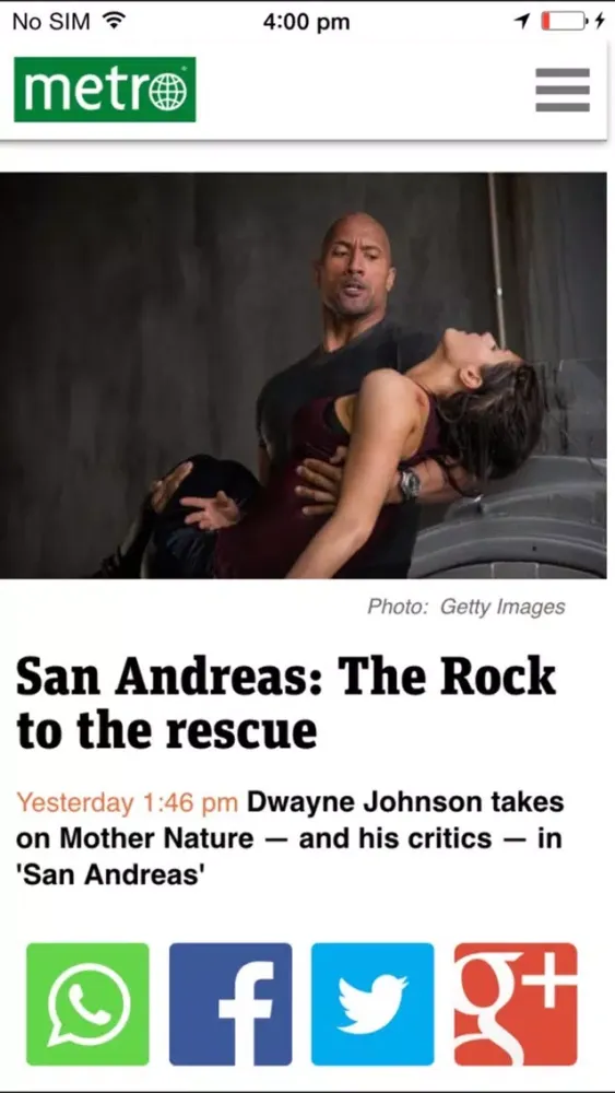 Screenshot di Metro US