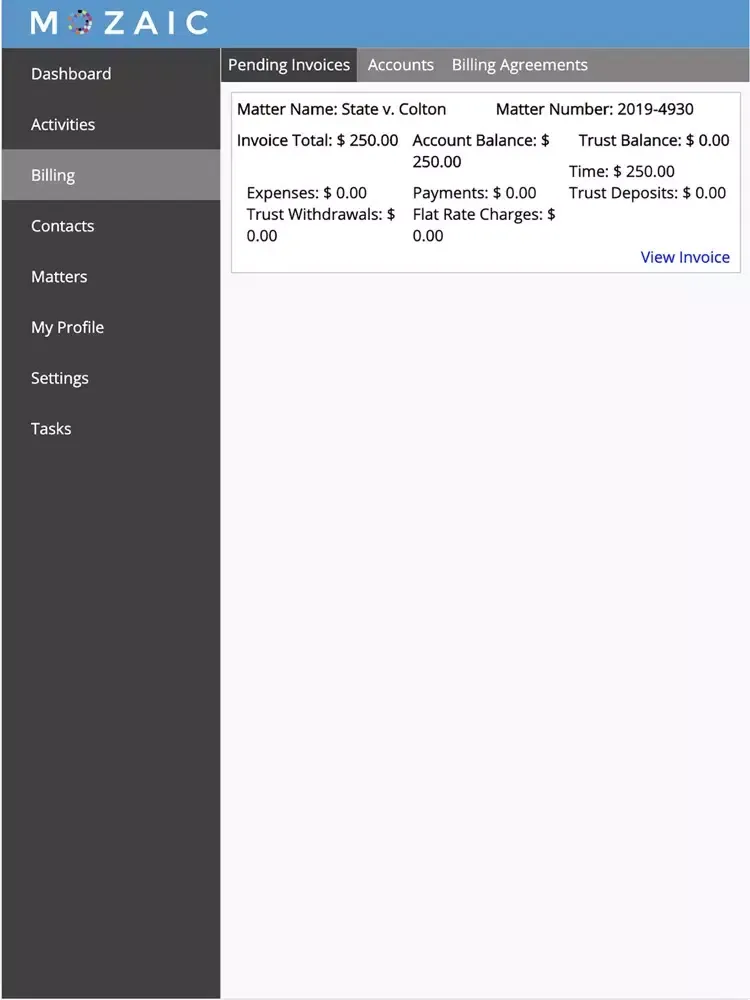 Mozaic Law Practice Management iPad 应用截图