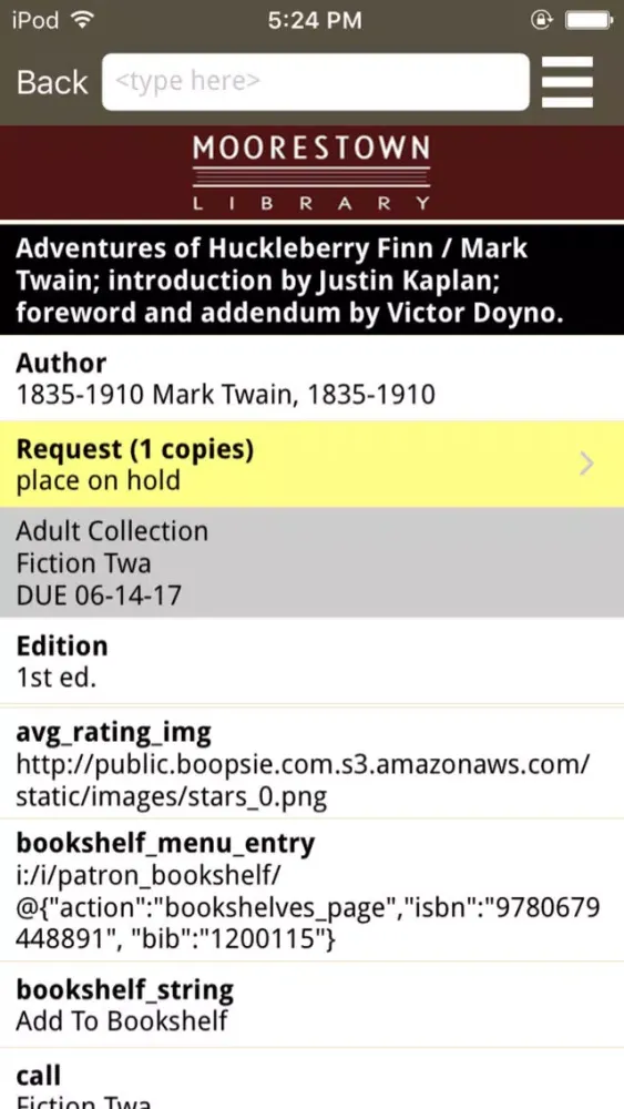 Zrzuty ekranu Moorestown Library Mobile