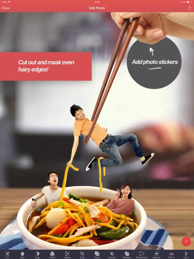 ภาพหน้าจอของ Pixomatic photo editor iPad 