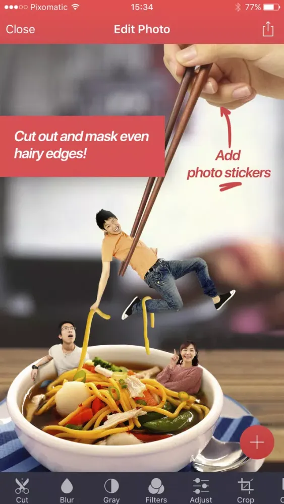 ภาพหน้าจอของ Pixomatic photo editor