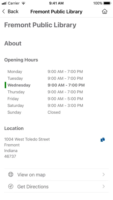 Ảnh chụp màn hình của Fremont Public Library Mobile