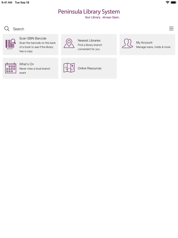 Peninsula Library System iPad  Screenshots