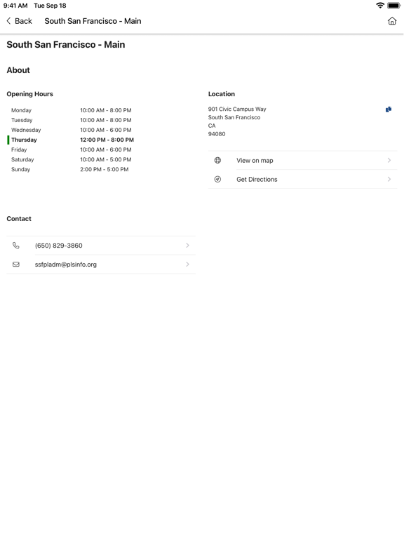 Peninsula Library System iPad  Screenshots