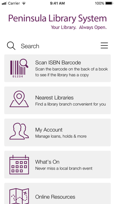 Peninsula Library System Screenshots