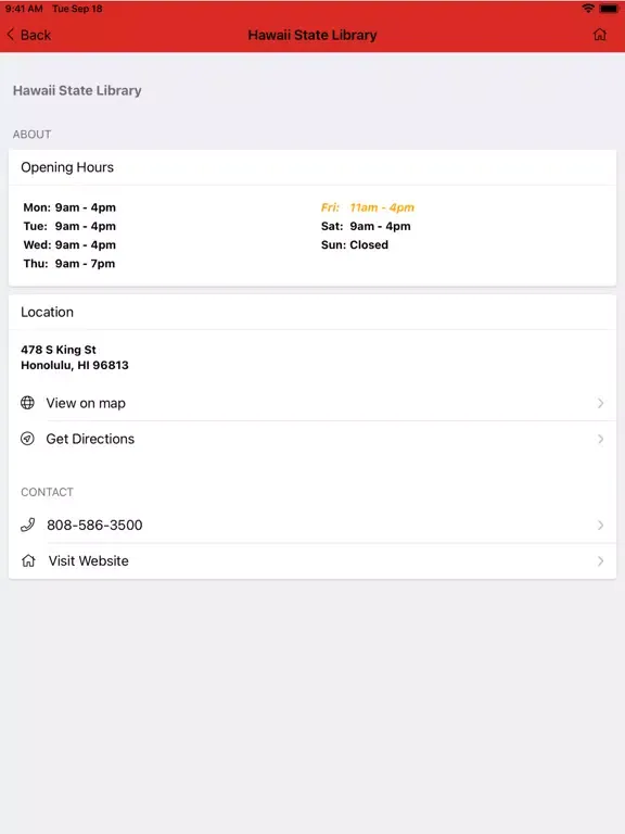 Hawaii State Pub Lib Sys App iPad  Screenshots