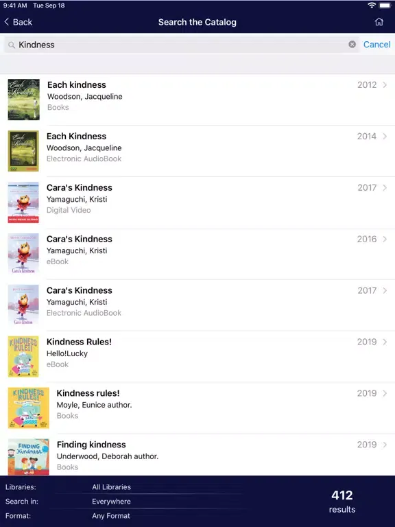 Ảnh chụp màn hình của Wake County Public Libraries iPad 