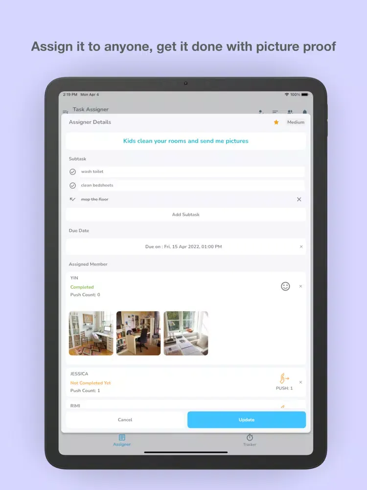 تصاویر TaskDone - Assigner & Tracker iPad 