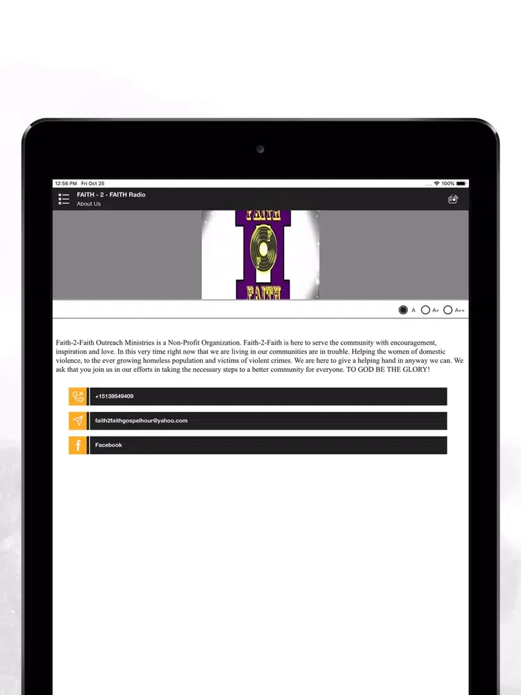 FAITH 2 FAITH Radio iPad Screenshots
