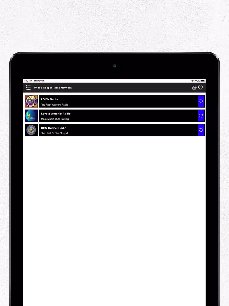 Captures d'écran de United Gospel Radio Network iPad 