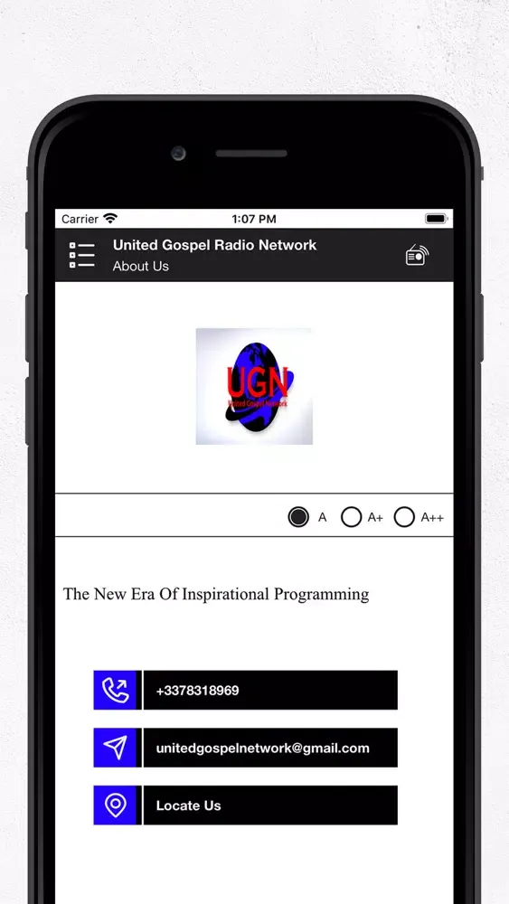 Captures d'écran de United Gospel Radio Network