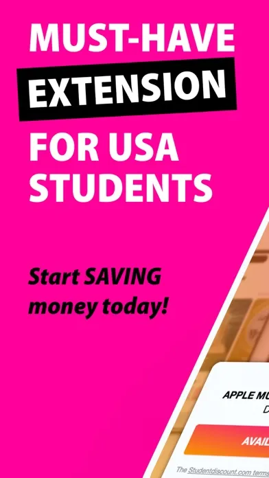 Capturas de tela do Student Discount USA extension