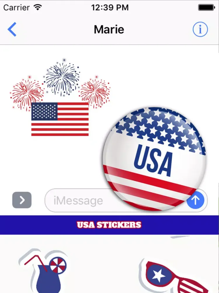 Ảnh chụp màn hình của USA Stickers and emoticons iPad 