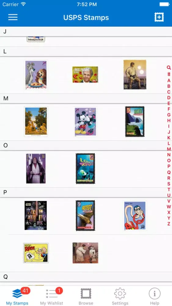 Capturas de tela do USPS StampApp
