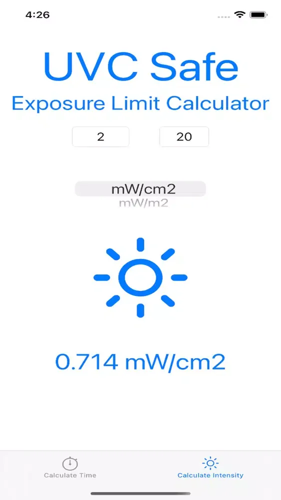 UVC Calculator Ekran Görüntüleri