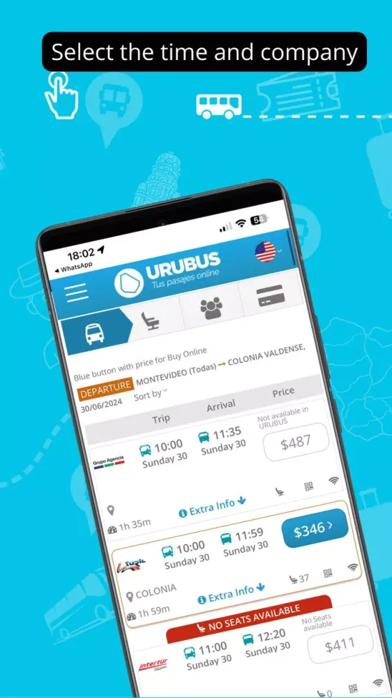 Tangkapan layar URUBUS Tickets online Uruguay