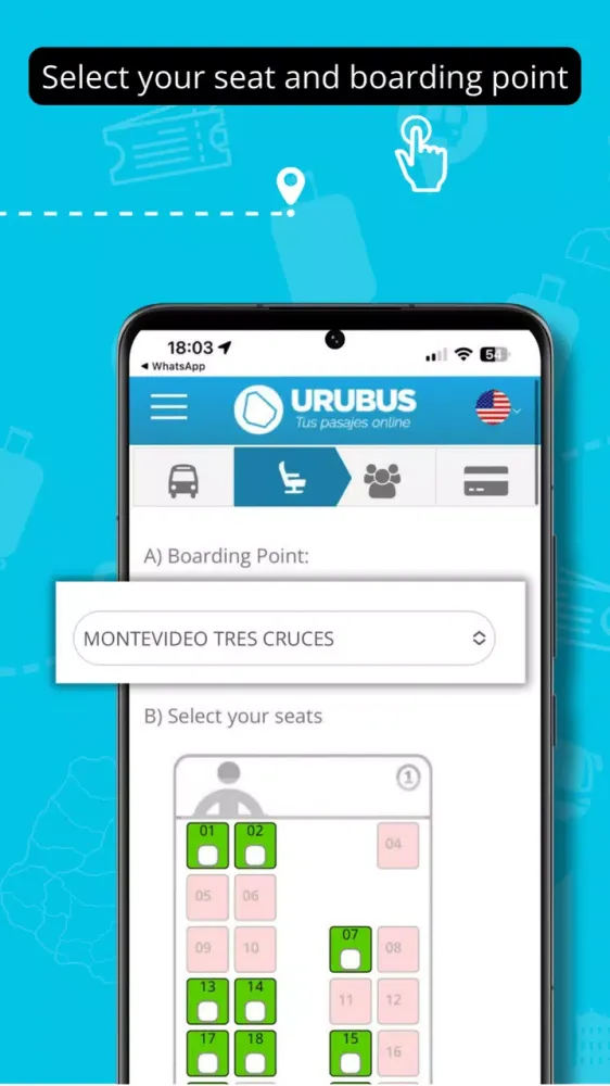 Tangkapan layar URUBUS Tickets online Uruguay