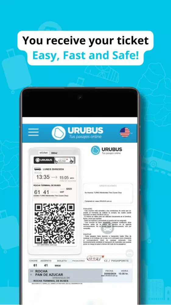 Tangkapan layar URUBUS Tickets online Uruguay