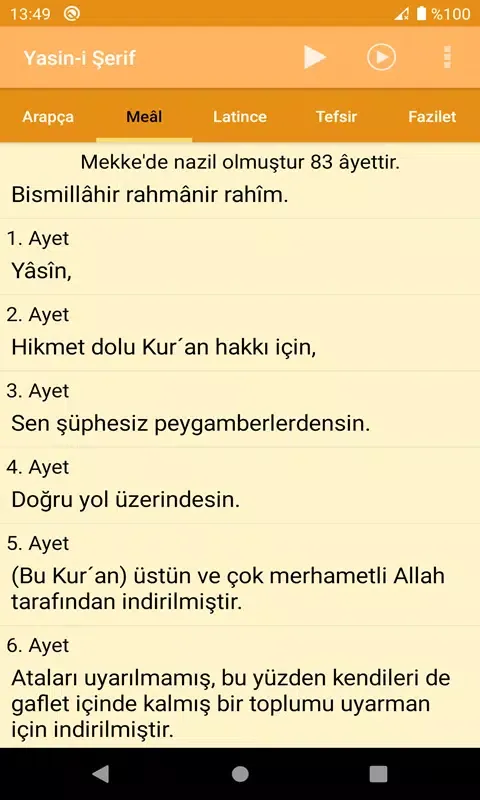 Tangkapan layar Yasin-i Şerif