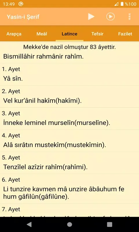 Tangkapan layar Yasin-i Şerif