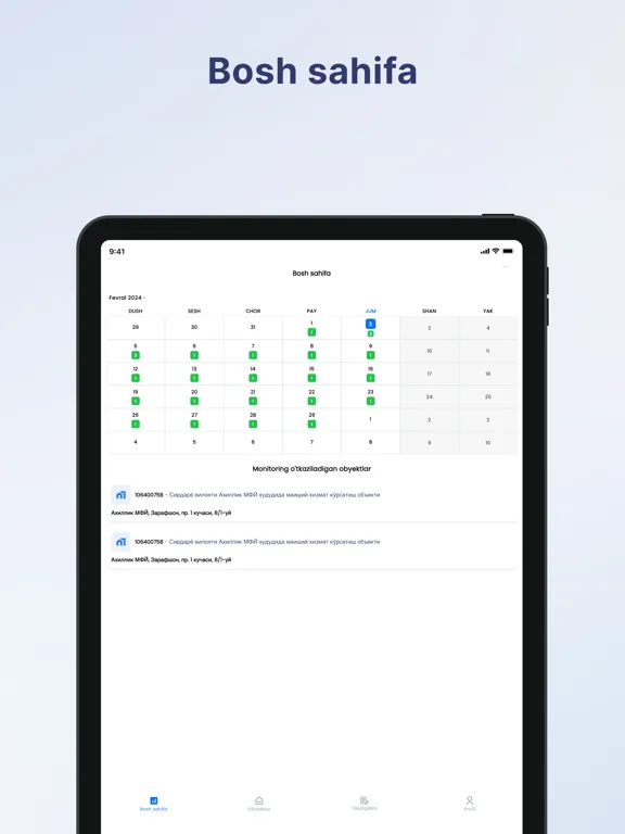 Ảnh chụp màn hình của Qurilish Nazorati Quruvchi iPad 