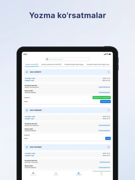 Ảnh chụp màn hình của Qurilish Nazorati Quruvchi iPad 