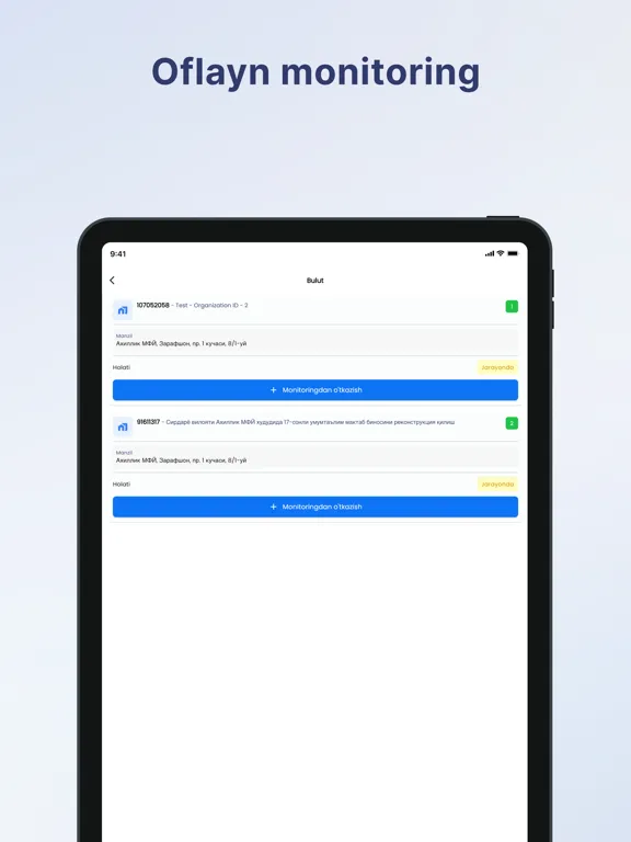 Ảnh chụp màn hình của Qurilish Nazorati Quruvchi iPad 