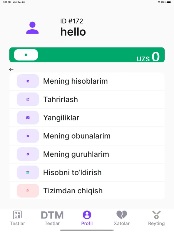 UzBilim iPad 应用截图