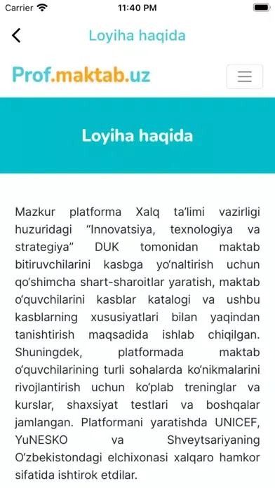 ProfMaktabUz سکرین شاٹس
