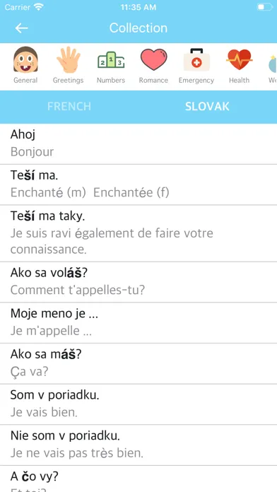 Capturas de tela do French Slovak Dictionary