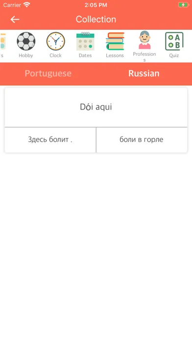 Capturas de tela do Portuguese-Russian Dictionary