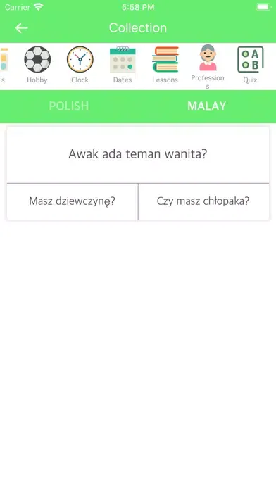 Tangkapan skrin Polish Malay Dictionary